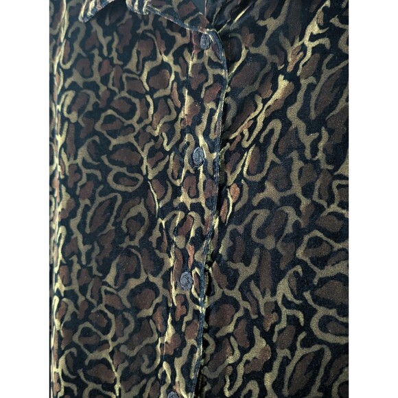 Lane Bryant Velvet Leopard Button Shirt Womens 22/24 Black Brown L/S Lined Tunic - Picture 2 of 8